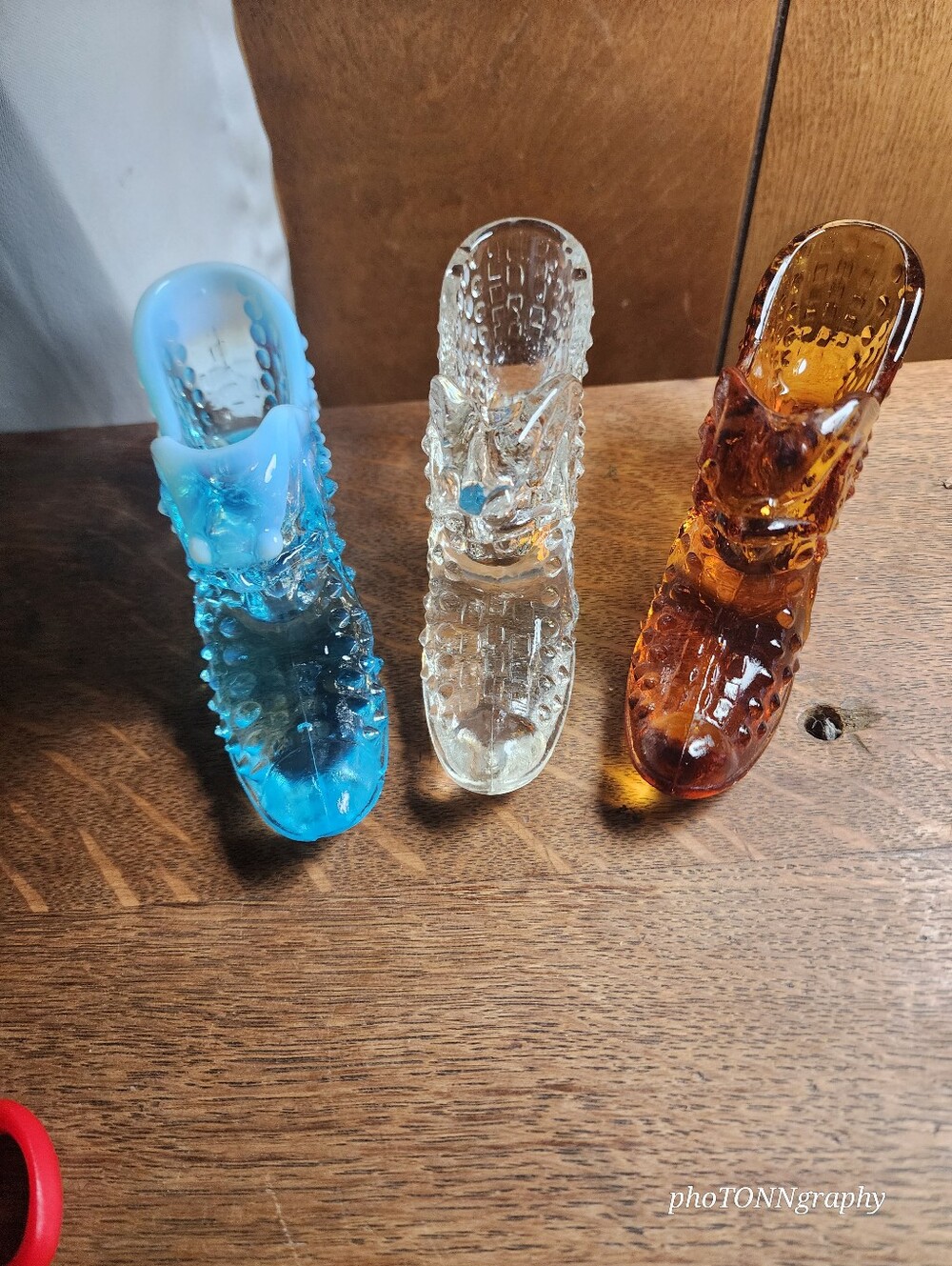 Vintage Fenton Glass Hobnail Cathead Slippers